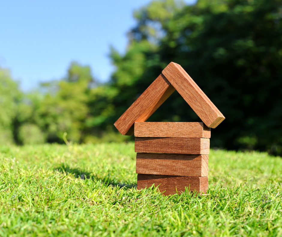 A house made out of wooden blocks